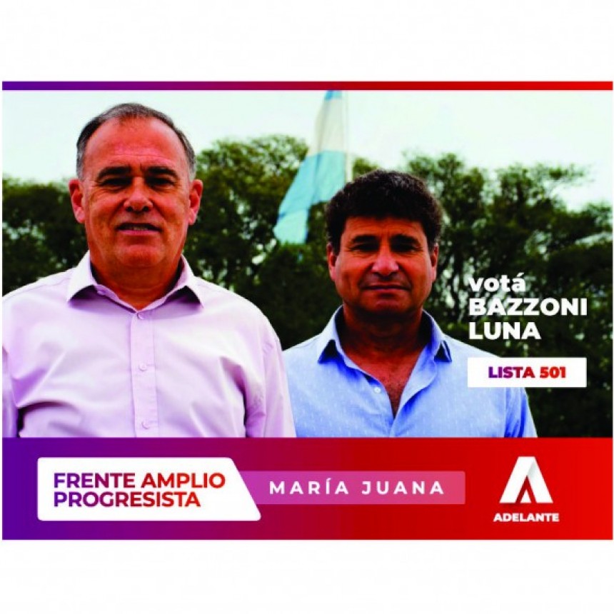 Amadeo Bazzoni (candidato a Pte comunal) y Damián Luna (candidato a Vice Presidente) pasaron por 